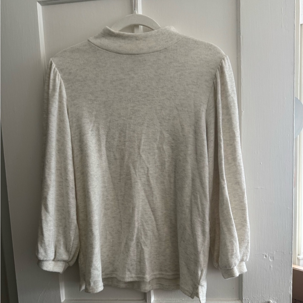 Mockneck Balloon Sleeve Light Sweater 🤍